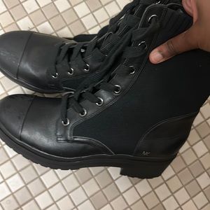 MICHAEL KORS Brea Stretch-Knit and Leather Combat Boot only worn once paid $225